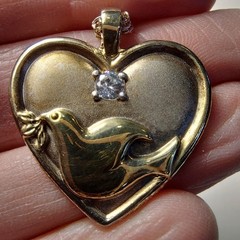 Vtg GORHAM STERLING Heart Pendant Peace Dove IOB COA Serenity Prayer EUC 🙏