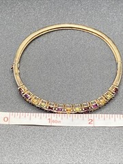 925 Sterling Silver Bracelet Multi Gemstone Heart Link Gold Filled 14K Vintage