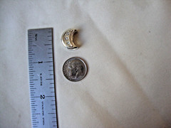 VINTAGE 1980s CHUNKY WHITE TOPAZ CRESCENT MOON STERLING SILVER 925 SLIDE PENDANT