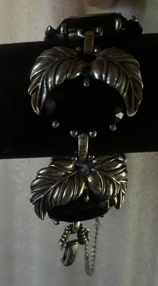 Schiaparelli Vintage Jet & Silver Plate Bracelet
