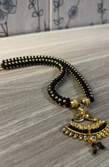 Vintage Black Gold Beaded Necklace Boho Ethnic Pendant Fashion Jewelry Gift