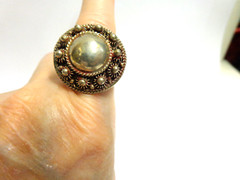 Vintage sterling silver one inch round shape sz 8.25 wgt 10grams concho style