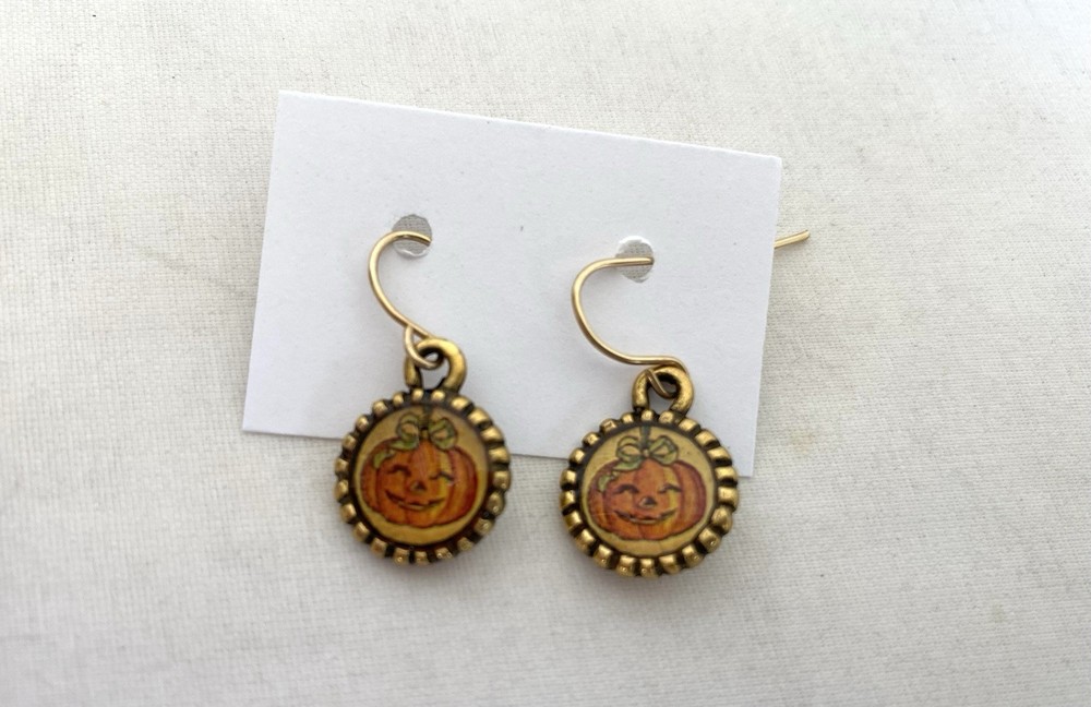 Vintage MAXIMAL ART John Wind HALLOWEEN 14 kt Gold-plated EARRINGS / 2001 NWT