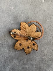 Vintage Renoir Matisse Copper Enamel Leaf Swirl Pin
