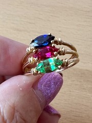14K GOLD EMERALD GREEN,RUBY RED,SAPPHIRE BLUE CZ CUBIC ZIRCONIA WIDE BAND RING