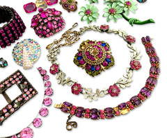 Vintage Pink Rhinestone Repair Costume Jewelry Lot Signed Coro Hollycraft Lisner