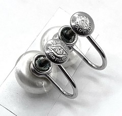 Vintage JMS Signed 12K Gold Filled & Simulated Pearl Screw Back Earrings