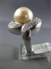 ESTATE MASSIVE 2.46CT DIAMOND 18KT WHITE GOLD SOUTH SEA PEARL INFINITY LOVE RING