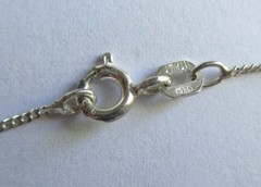 18in VINTAGE STERLING SILVER ITALY 925 FINE CURB LINK CHAIN 1mm 1.3g