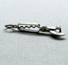 Vintage Beau Sterling Silver Corkscrew Charm Bottle Opener Barware