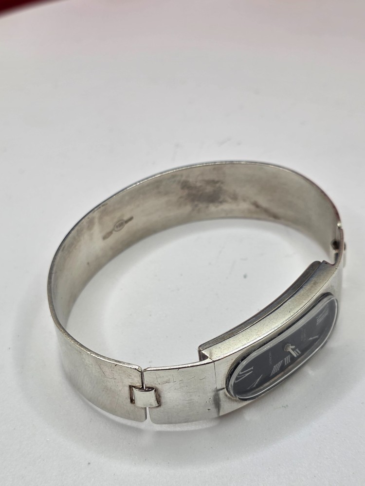 Vintage Sterling silver Italian Le Monde 17 rubies bangle wrist watch