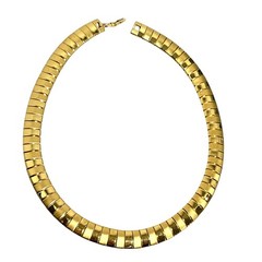 Gold panel chain necklace collar choker retro 1980’s runway career vintage chic