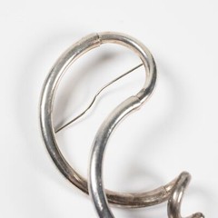 Vtg Large Sterling Silver Studio Artisan Post Modern Brooch Pin Abstract Curled