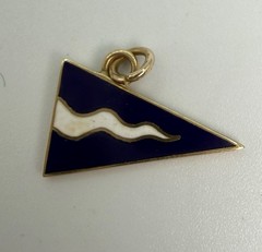 Vtg 14K Gold Blue White Enamel Nautical Burgee Flag Charm Pendant 1.1g Signed