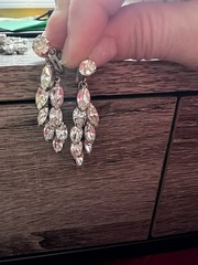 Vintage Weiss 3 Piece necklace and earring set Clear Round & Marquise rhinestone