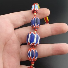 Vintage Venetian Style Multicolor Chevron Glass Beads Necklace 22In | 5.2–18.2mm
