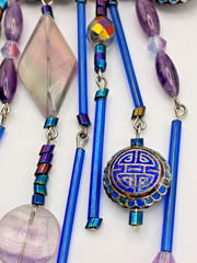 Vtg roxsann Chinese Silver Cloisonné Amethyst Lapis Antique Glass Jewelry Set
