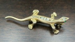 Stylish Vintage German Theodor Klotz 835 Coin Silver & Rhinestone Lizard Brooch