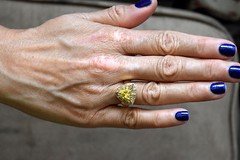 Beautiful 10K Solid Gold, Citrine, Diamonds and Yellow Topaz Ring Size 6