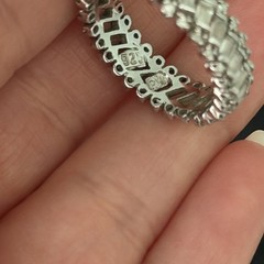 925 Sterling Silver Vintage Clear CZ Eternity Band Sparkly Baguette Ring Size 8