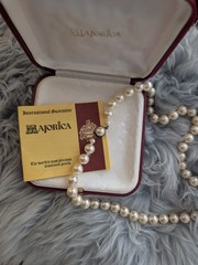 Majorica Vintage Pearl Necklace Opera 36″ W Box +Brochure Sterling Clasp 10mm