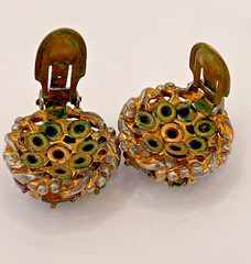 Vintage Barclay Multicolor Pastel Rhinestone Crystal Cluster Clip Earrings