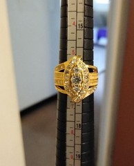 Vintage 14k Gold Over Silver Fancy Cluster Cocktail CZ Diamond Accent Ring sz 6