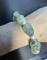 Prehnite Bracelet, Vintage Bracelet, Green Bracelet, Chunky Bracelet