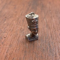 Vintage 800 Sterling Silver Egyptian Queen Nefertiti Heavy Pendant Charm
