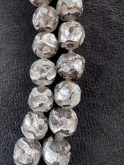 Art Deco Brown Silver Foil Glass Beads 10mm Broken Necklace Beads Only