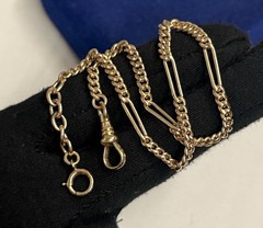 BOLD! 11.2g Cuban Curb Gold filled fob victorian Vtg Gf 13.3” Figaro 3.9mm