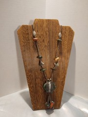 VTG Boho Chic Necklace Natural Polished Stones – Silvertone