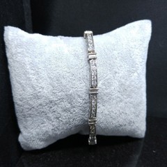Vintage NF Silver Tone CZ Tennis Bracelet 1970s Nickel Free Sparkling Stones
