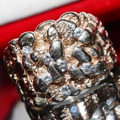 14k yellow gold ring 0.40ct diamond nugget size 9 vintage handmade 14.2gr N3003A