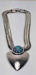 Modern 1980s Faux Turquoise Statement Necklace