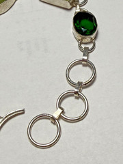 925 Sterling Silver Prehnite Gemstone Link Bracelet Adjustable 7 1/2 in – 9 inch