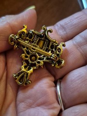 Womens Holly Craft Vintage Glass Jewelry Brooch Signed 1953