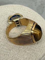 Vintage Vargas Men’s Ring 18kt Yellow Gold HGE Tiger’s Eye Sz 10.75