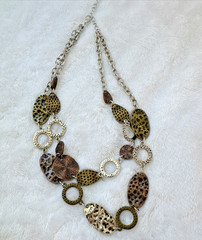 Vtg CHUNKY 90s 80s multitone Brutalist Textured Metal Modernist Necklace Unique