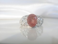 DJoy Sterling Silver 925 Pink Tanzanian Natronite Ring Size 7