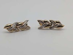 Large Vintage 10k White & Yellow Gold Wheat Stem Drop Earrings 10k Solid Multi