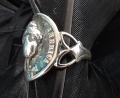 AUTHENTIC ESTATE STERLING SILVER ART DECO 1903 BARBER LIBERTY DIME BAND RING 5