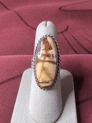 Vintage Elongated Jasper Sterling Silver 925 Ring Size 8