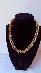 Vintage Signed Gold Brass Plated Chain Link Necklace Choker 17” Elegant…