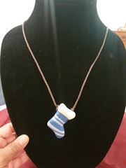 Flying Colors Vintage Xmas Necklace Stocking Blue & White Festive Holiday