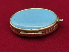 Antique Victorian Blue Robins Egg Enamel Hearts & Star Gold Filled Locket