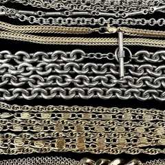 Gold Tone Chain Necklace Lot Mixed Metal Vintage Modern Chunky Chains 10pc