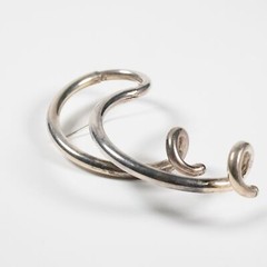Vtg Large Sterling Silver Studio Artisan Post Modern Brooch Pin Abstract Curled