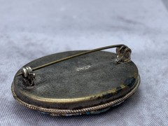 Woman’s Vintage Micro Mosaic Tesserae Glass Pin Italy Oval Floral Brooch Gift