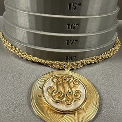 Vintage Monogram Necklace Pendant Multi Strand Chain Statement Gold Tone 18″